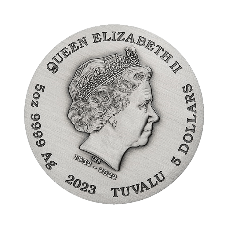 5 troy ounce zilveren munt de twaalf Lunar dieren 2023 Antieke afwerking achterkant