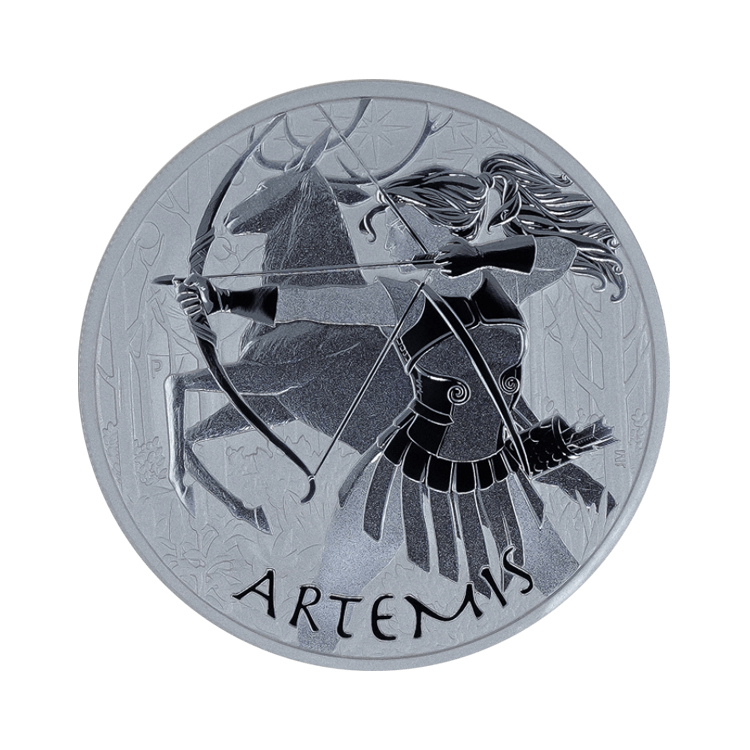 1 troy ounce silver coin Gods of Olympus Artemis front