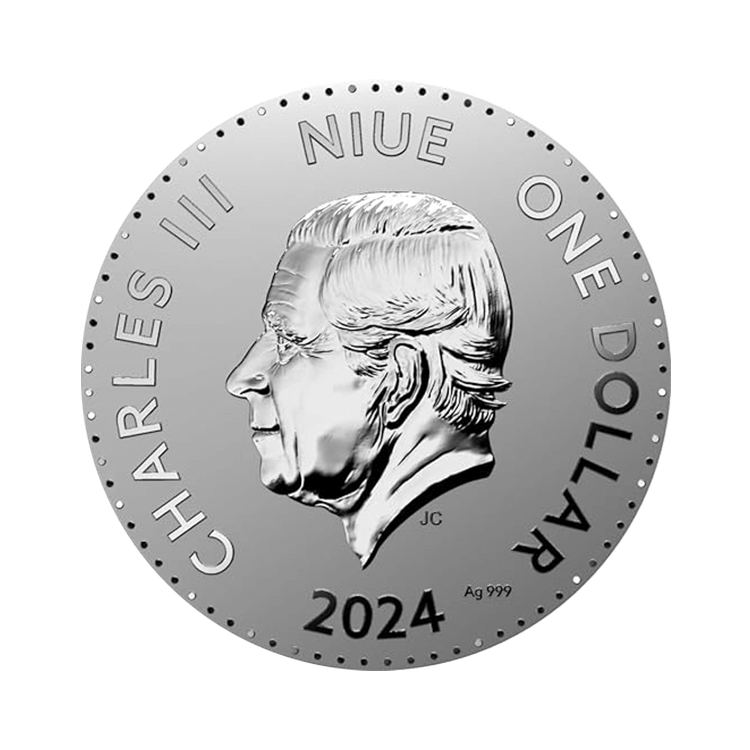 2 troy ounce zilveren munt Niue Jaar van de Draak 2024 Prooflike achterkant