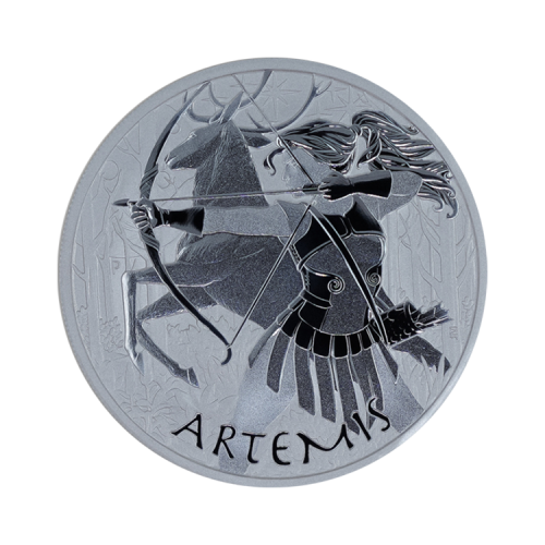 5 troy ounce silver coin Gods of Olympus Artemis 2023 front