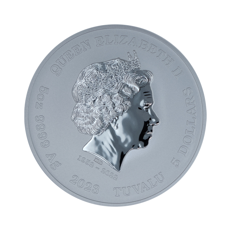 5 troy ounce zilveren munt Goden van Olympus Artemis 2023 achterkant