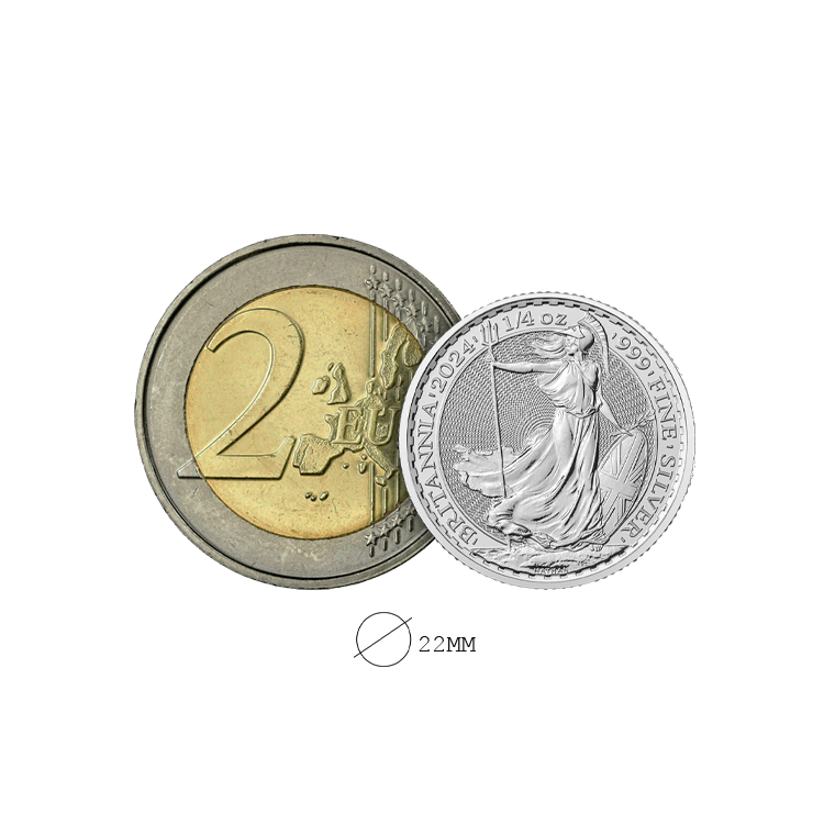 1/4 troy ounce silver coin Britannia 2024 angle 1
