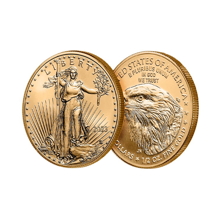 Gold Eagle 1/2 troy ounce coin 2024 angle 2