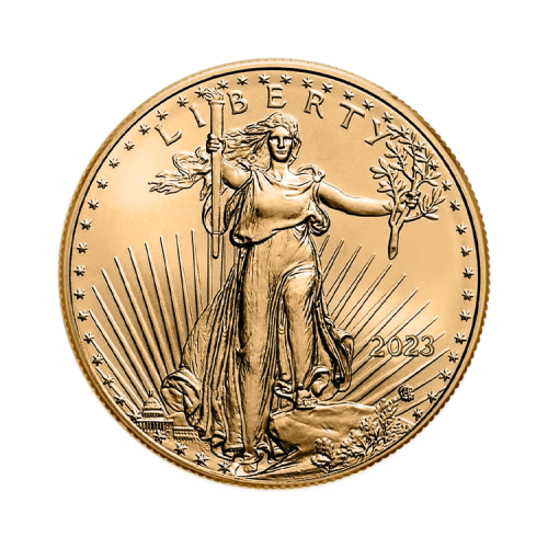 Gouden 1/10 troy ounce American Eagle munt 2024 voorkant