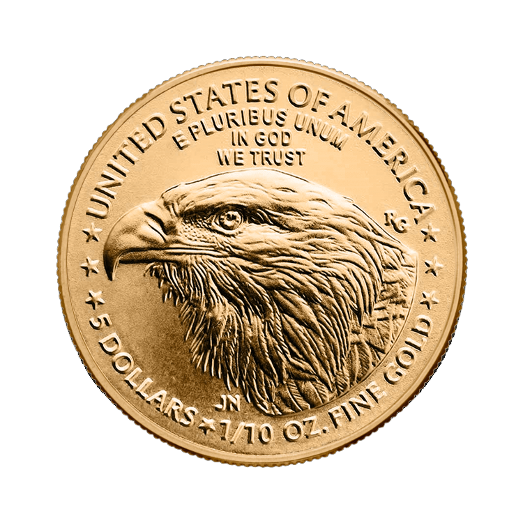 Gouden 1/10 troy ounce American Eagle munt 2024 achterkant