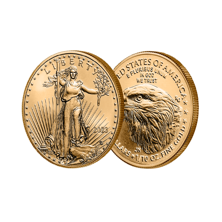 Gold 1/10 troy ounce American Eagle coin 2024 angle 2