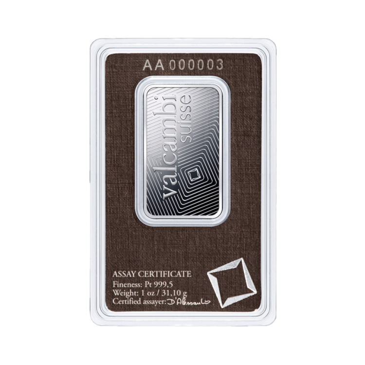 1 troy ounce platinabaar - diverse producenten achterkant