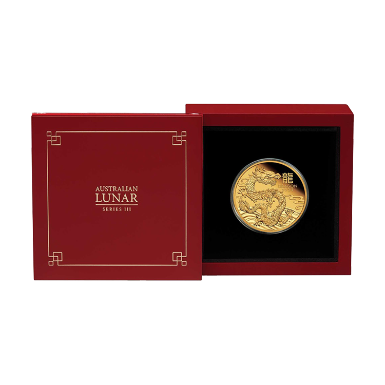 1 troy ounce gold coin Lunar 2024 proof angle 2
