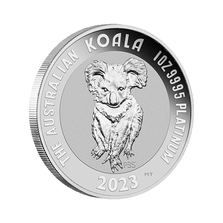 1 troy ounce platina munt Koala 35 jarig jubileum 2023 perspectief 2