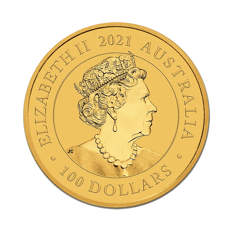 1 troy ounce Gold Swan munt 2021 achterkant
