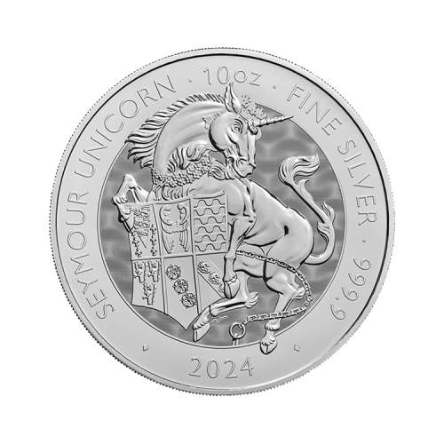 10 troy ounce silver coin Tudor Beasts Seymour Unicorn 2024 Proof front