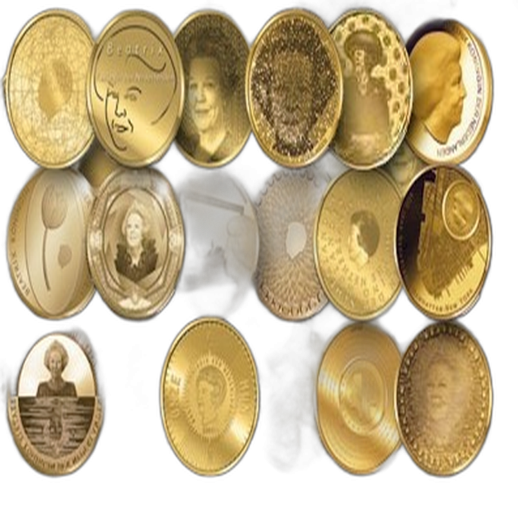 Diverse gouden tien euro munten voorkant