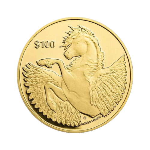 1 troy ounce golden coin Pegasus 2023 front