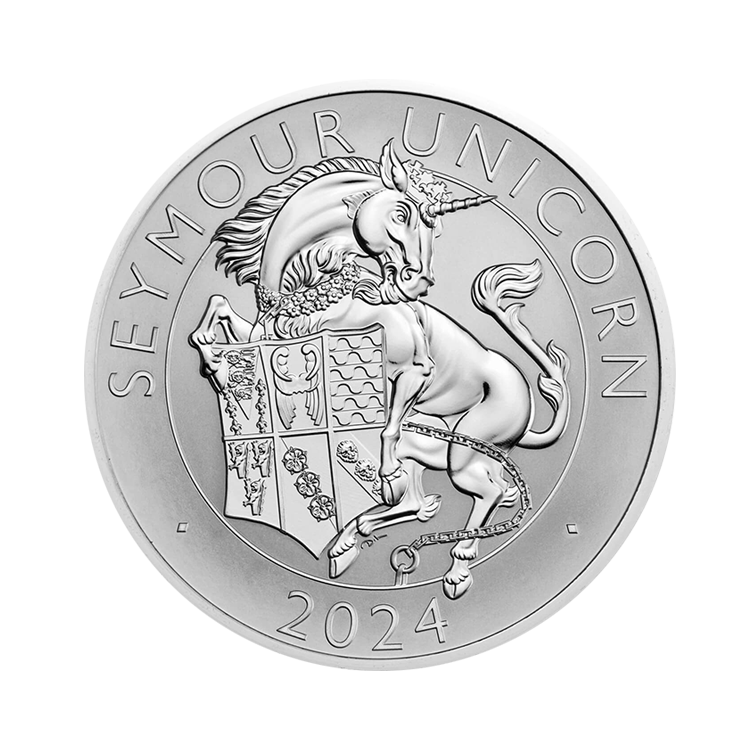 2-piece set silver coins Tudor Beasts Seymour Unicorn 2024 Proof front