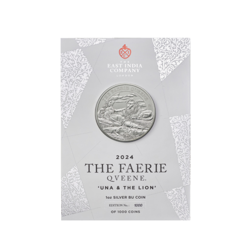 1 troy ounce zilveren munt St Helena Faerie Queene kaartversie - Una & Lion 2024 voorkant