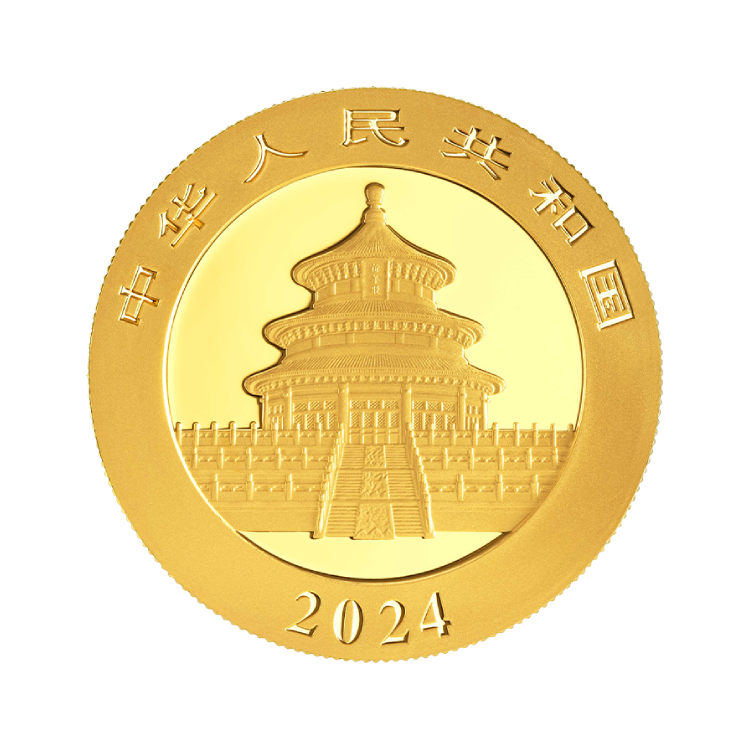 30 gram gold coin Panda 2024 back