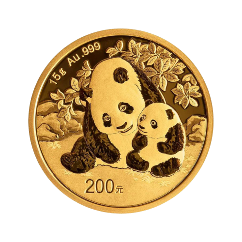 15 gram gold coin Panda 2024 front
