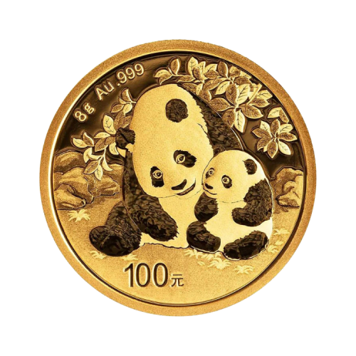 8 gram gold coin Panda 2024 front