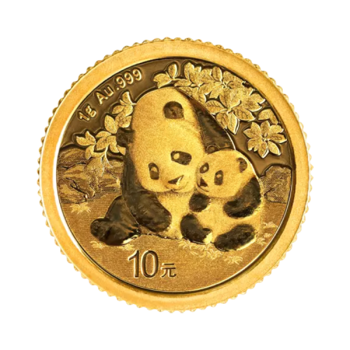 1 gram gold coin Panda 2024 front