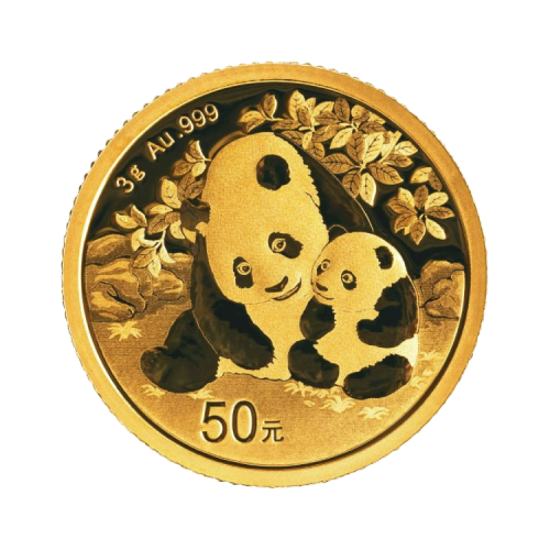 3 gram gouden munt Panda 2024 voorkant