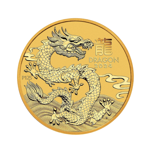 2 troy ounce gouden Lunar munt 2024 voorkant