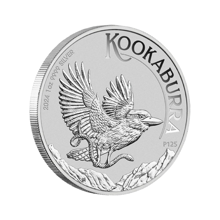 1 troy ounce zilveren Kookaburra munt 2024 perspectief 3