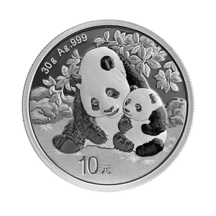 30 gram zilveren munt Panda 2024 voorkant