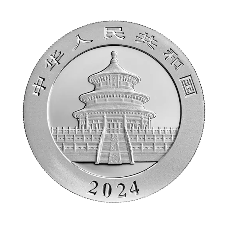 30 gram zilveren munt Panda 2024 achterkant