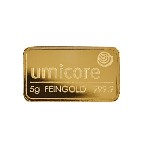 5 grams gold bar Umicore front