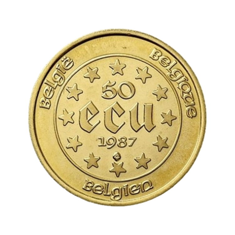 Gold coin 50 ECU Belgium back