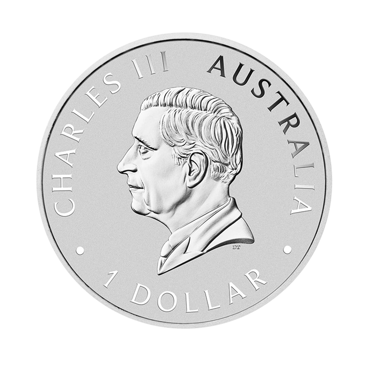 1 troy ounce zilveren Kookaburra munt 2024 achterkant