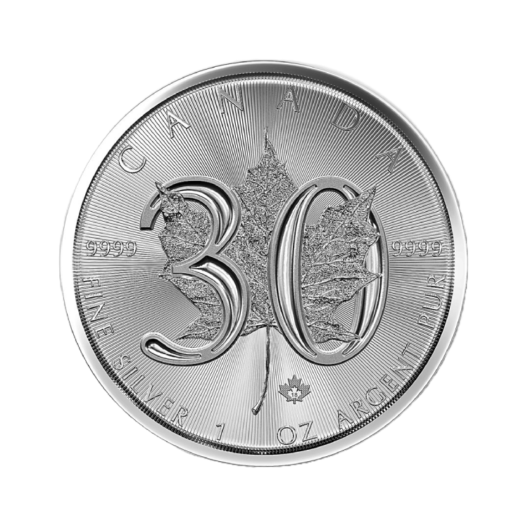 1 Troy ounce zilveren Maple Leaf 2018 - Jubileum 30 jaar voorkant