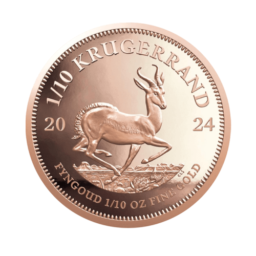 1/10 troy ounce gold Krugerrand coin 2024 proof front