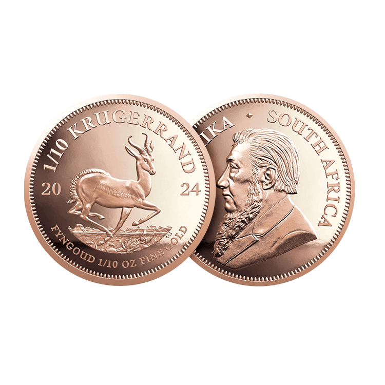 1/10 troy ounce gouden munt Krugerrand 2024 Proof perspectief 2