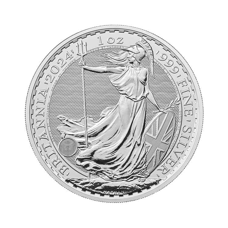 1 troy ounce zilveren munt Britannia 2024 voorkant
