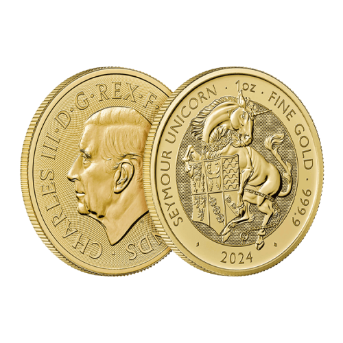 1 troy ounce gouden munt Tudor Beasts Seymour Unicorn 2024 voorkant