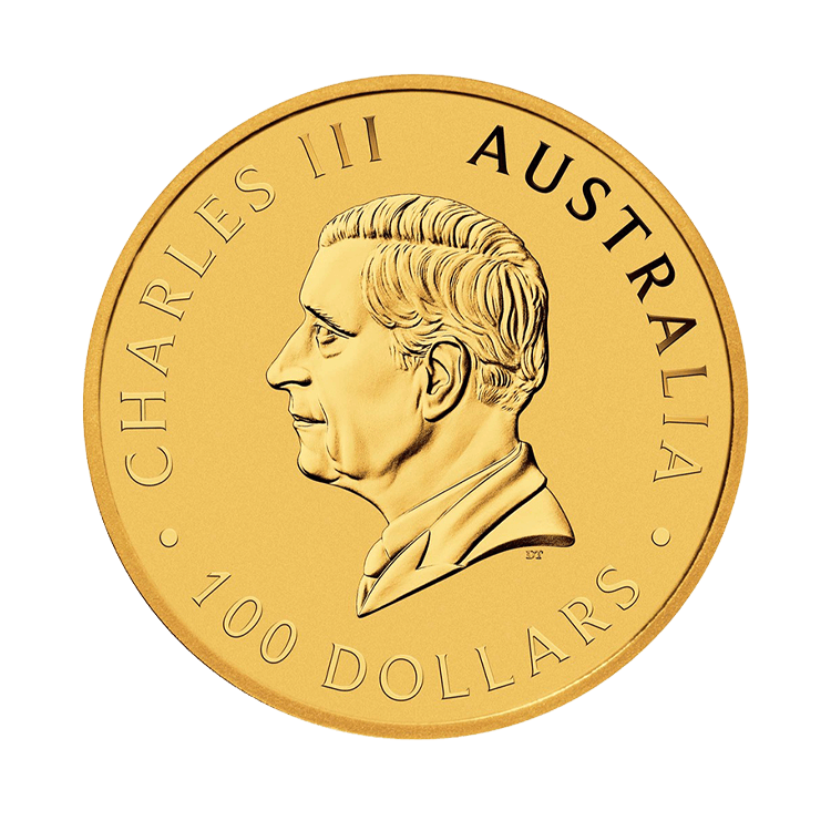 Obverse 1 troy ounce gold Kangaroo coin 2024