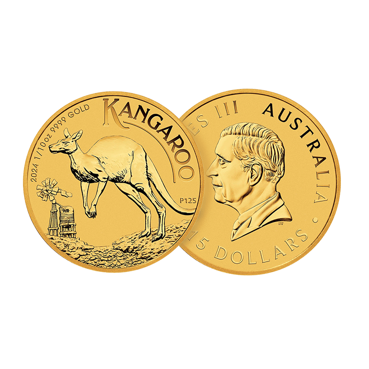 1/10 troy ounce gouden munt Kangaroo 2024 perspectief 1