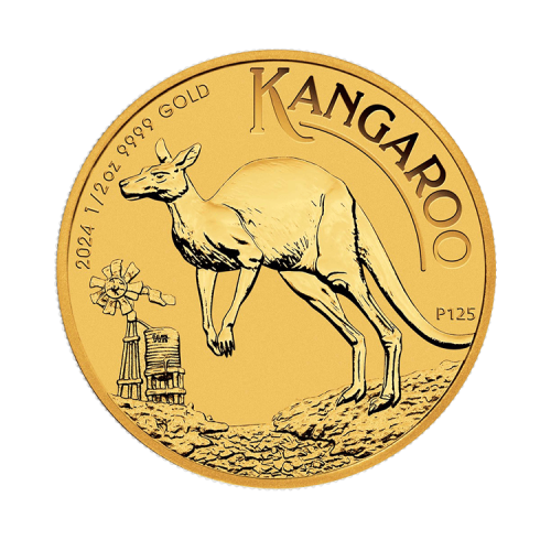 1/2 troy ounce gouden munt Kangaroo 2024 voorkant