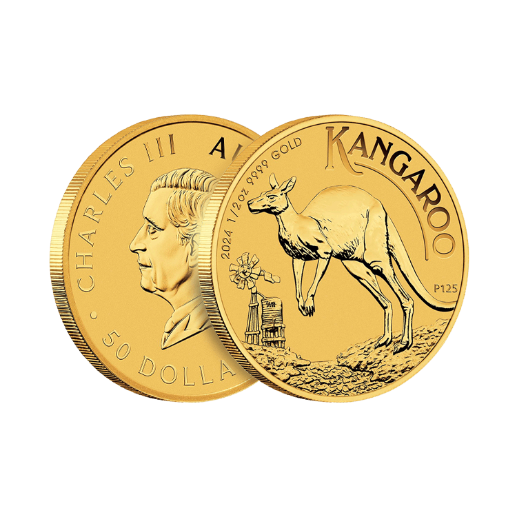 1/2 troy ounce gouden munt Kangaroo 2024 perspectief 2