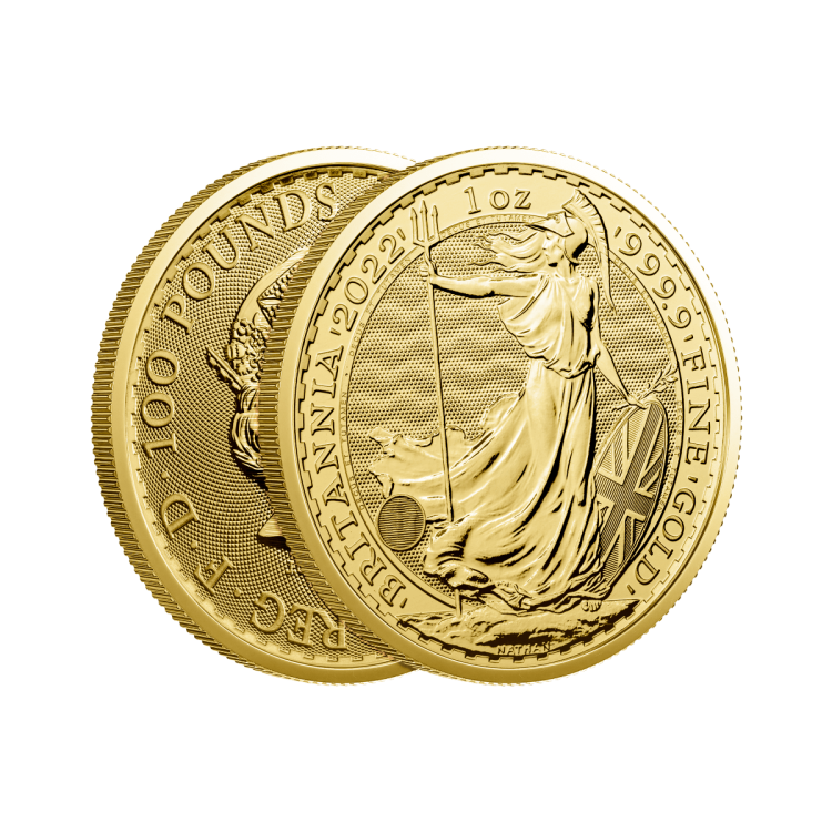 1 troy ounce gold Britannia coin angle 1