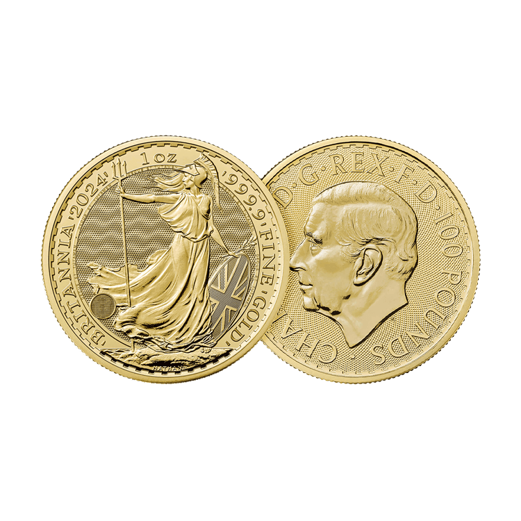 1 troy ounce gouden munt Britannia 2024 perspectief 1