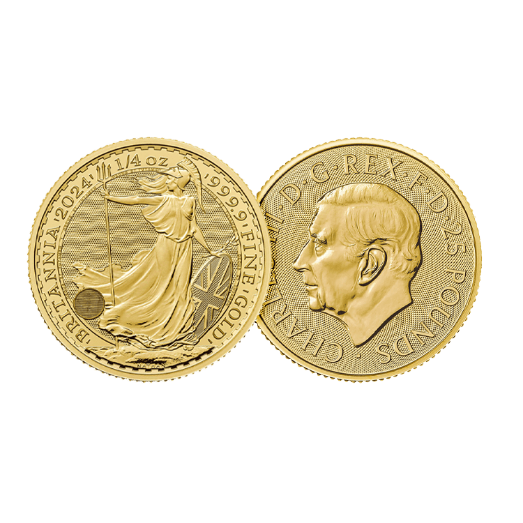 1/4 troy ounce gold coin Britannia 2024 angle 1