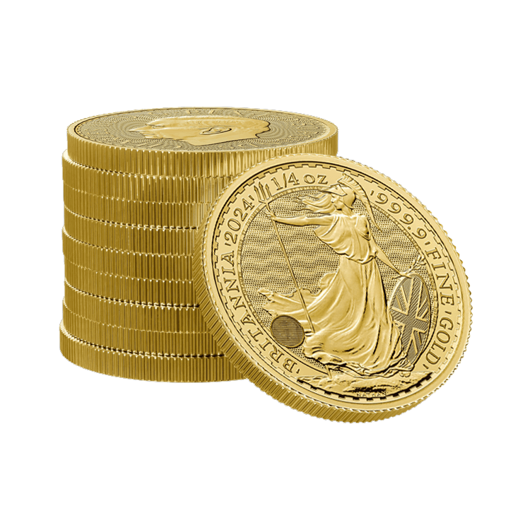 1/4 troy ounce gold coin Britannia 2024 angle 2