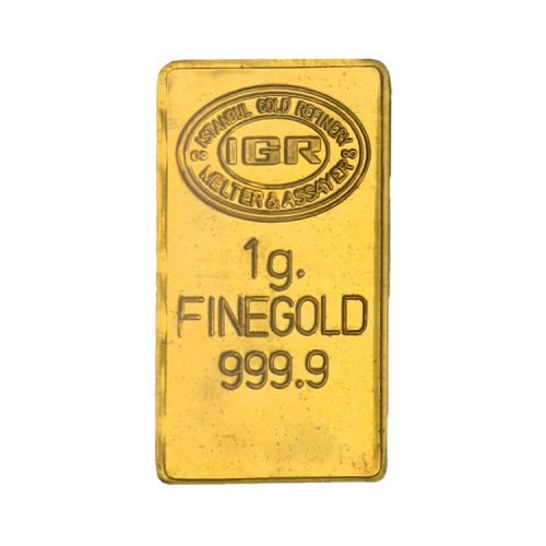 Gold bar 1 grams various melters front