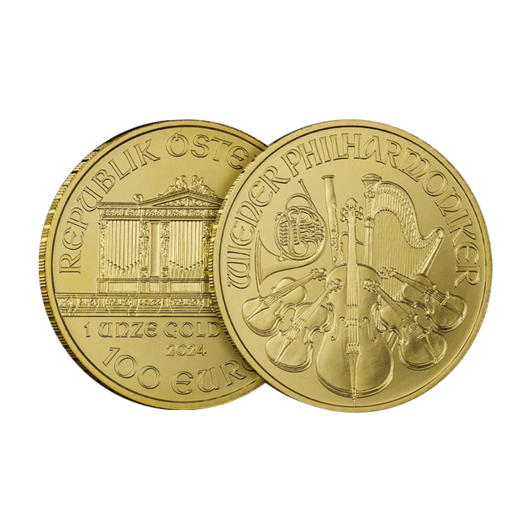 1 troy ounce gouden Philharmoniker munt 2024 perspectief 2