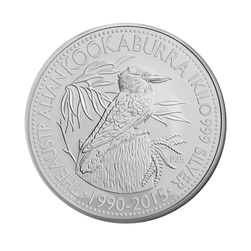 1 kilo zilveren Kookaburra munt 2015 voorkant
