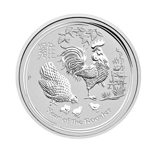 1 kilo silver Lunar coin 2017 - year of the rooster front