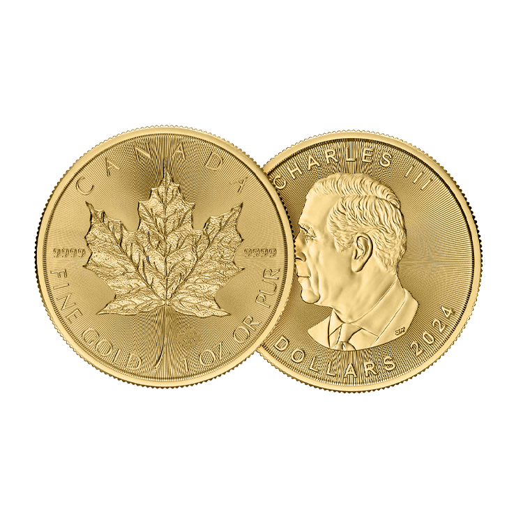 1 troy ounce gouden Maple Leaf munt 2024 perspectief 1