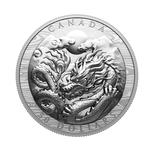 100 gram silver $50 Year of the Dragon coin 2024 proof front